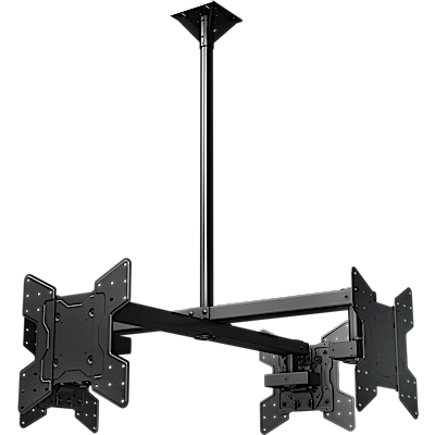 Ceiling mounted Quad display system for 32" to 55"+ monitors, includes a VESA mounting interface