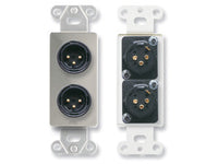 DS-XLR2M Dual XLR 3-pin Male Jacks on Decora&#174; Wall Plate - Solder type - Stainless steel