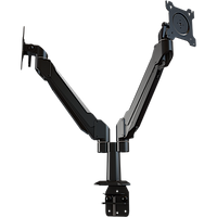 Dual monitor single link desktop arm system with flat-mounting base