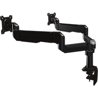 Dual link dual monitor desktop arm system with flat-mounting base