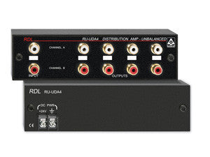 RU-UDA4 Stereo Audio Distribution Amplifier - 2x4 - RCA jacks