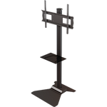 Floor stand with metal shelf for 37" to 63"+ screens + displays